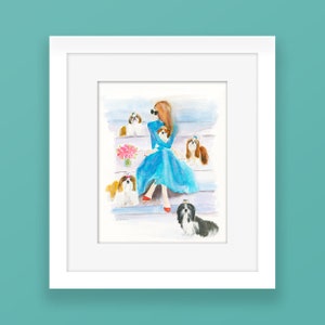 CONTEMPORARY WHIMSICAL COLORFUL Shih Tzu Dog Art Print, From My Original Painting