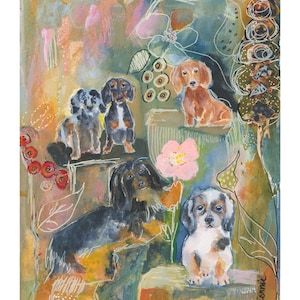 DACHSHUND DOG Art Print From  Original Watercolor and Gouache Painting