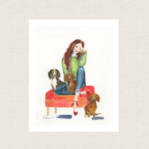 DACHSHUND DOG ART Print From Original Watercolor Painting