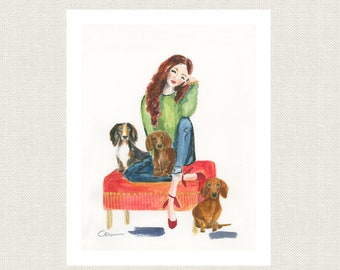 DACHSHUND DOG ART Print From Original Watercolor Painting