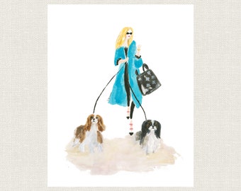 Arte impressa do Spaniel CAVALIER KING CHARLES | Presente para Cavalier, Mãe de cachorro, Presente para consultório veterinário, Presente para amante de cachorro, Arte canina, Pintura em aquarela