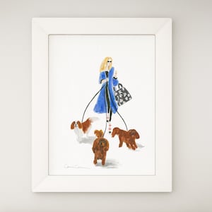 CAVALIER KING CHARLES Spaniel  Dog Art Print From Original Watercolor Painting. Customize with your dog(s)