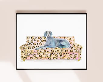 Weimaraner Dog Art Print, Watercolor Giclee