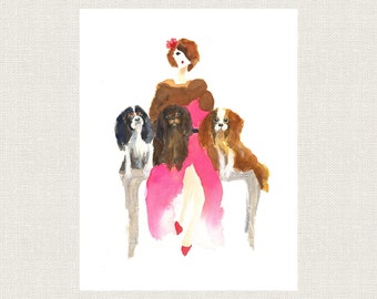 Cavalier King Charles Spaniel Art Print | Cavalier Gift, Dog Mom, Veterinarian office gift,Dog Lover Gift, Dog Art, Watercolor Painting