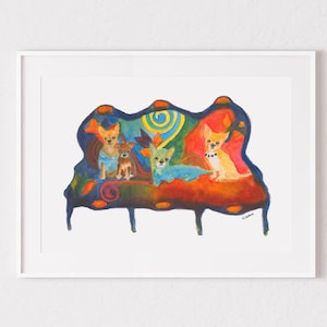CHIHUAHUA KLEURRIJKE HOND Art Print, chihuahuakunst, hondenkunst, chihuahua grillige hondenkunst, cadeau voor hondenliefhebbers, inrichting kinderkamer chihuahua
