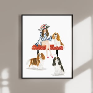 PERSONALIZE WITH YOUR Dogs, Any Breed,  Cavalier King Charles Spaniel Vertical or Horizontal Art Print | Blenheim, Tri and Ruby Cavaliers,