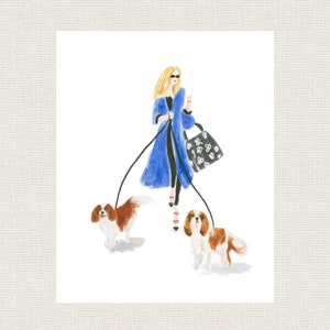 CAVALIER KING CHARLES Spaniel  Dog Art Print From Original Watercolor Painting