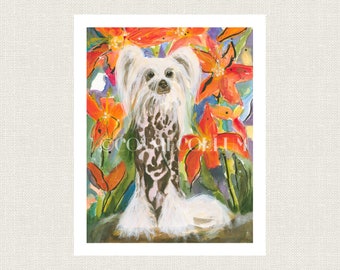 CHINESE CRESTED DOG  Art Original Painting
