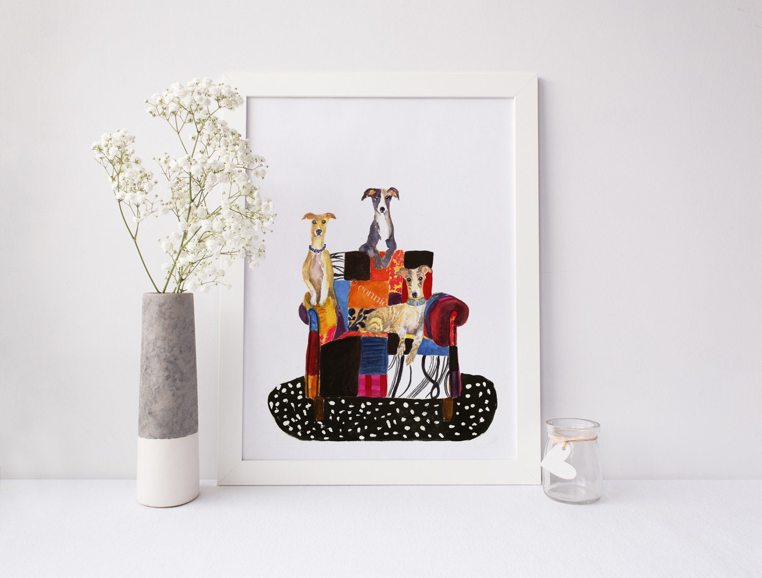 WHIPPET DOG COLORFUL Whimsical Art Print for Home, Office Wall Decor - Etsy