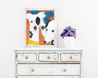COLORFUL ABSTRACT  BLACK and White Dog Art Print, Contemporary, contemporary dogs wall art for home decor, kids room, nursery decor