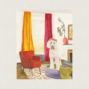 POODLE DOG ART Print, Blonde  Poodle Wall Art, Poodle Print, Poodle Dog Art, Watercolor Poodle  Print, Poodle Art,