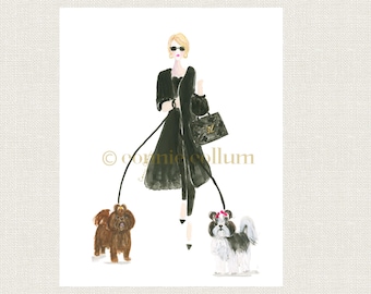 Personalized Shih Tzu Art Print, Dog Lover Gift, Watercolor Giclée