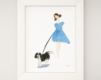 Customize Cavalier King Charles Spaniel Art Print | Tri-Color Dog Lover Gift