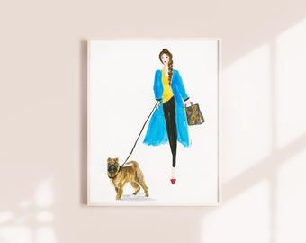 Shar Pei Dog Art Print: aanpasbare mode-illustratie