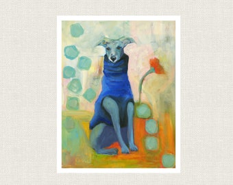 Italian Greyhound Art Print, Blue Coat, Contemporary Dog Painting