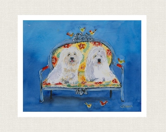 COTON DE TULEAR Dog Art Print From Original Watercolor Painting