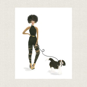 CAVALIER KING CHARLES Spaniel Art Print | Tri Cavalier, Customized dog painting for dog lovers or dog mom, Christmas gift