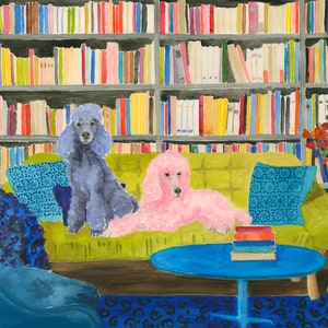 Poodle Dog Art Print, Pink and Lavender Poodle Wall Art, Poodle Print, Poodle Dog Art, Watercolor Poodle Print, Standard Poodle Art, Poodles