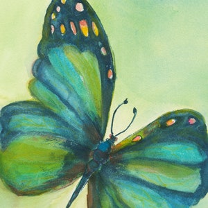 BUTTERFLY PAINTING ART Print Colorful Contemporary Green & Teal Butterfly for home, nursery, office decor image 3