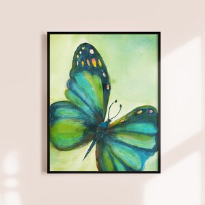 BUTTERFLY PAINTING ART Print Colorful Contemporary Green & Teal Butterfly for home, nursery, office decor image 4