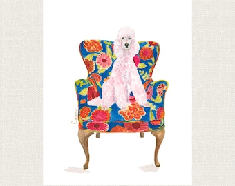 POODLE DOG ORIGINAL Watercolor Painting,