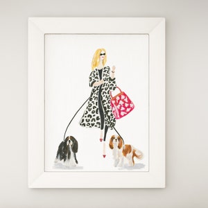 CAVALIER KING CHARLES Spaniel Art Print | Blenheim and Tri Cavaliers From Original Watercolor Painting | Personalize with your dogs