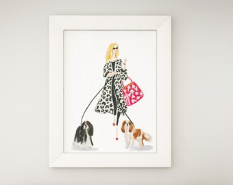 Cavalier King Charles-spaniël Art Print | Grillige illustratie van een aquarelhond