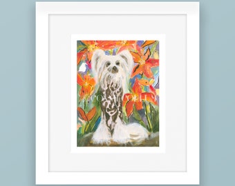 CHINESE CRESTED DOG Art Print From Original Whimsical Watercolor Painting