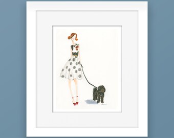 Hondenportret Art Print, mode-illustratie. Personaliseer met je hond.
