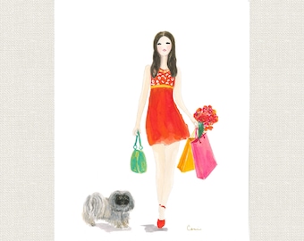 Pekingese Dog Art Print | Watercolor Painting