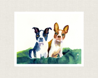 BOSTON TERRIER DOG Art Print From Original Watercolor