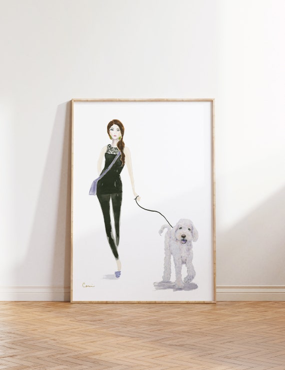 Custom Dog Art Print, Whimsical Doodle, Dog Lover Gift