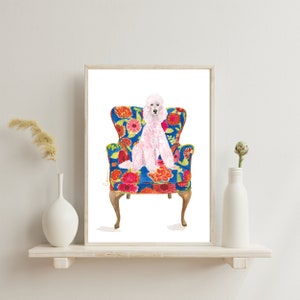 Poodle Dog Art Print, Pink Poodle Wall Art, Poodle Print, Poodle Dog Art, Watercolor Poodle Print, Standard Poodle Art, Poodle wall art gift