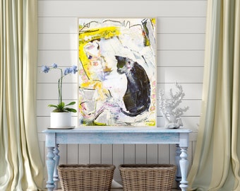 Black Cat-kunstprint, abstract kattenkunstwerk