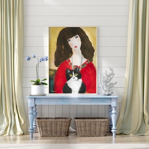 BLACK AND WHITE Tuxedo Cat Art Print