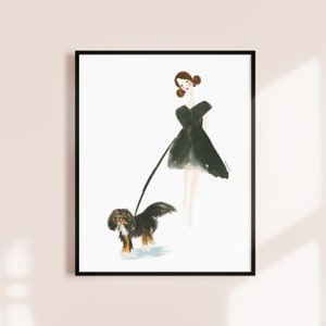Cavalier King Charles Spaniel Art Print | Cavalier Gift, Black & Tan Cavalier, Customize with your dog. Dog Dog Lover Gift, Dog Art