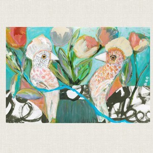 COLORFUL WHIMSICAL BIRD Art Print with a Contemporary Fun Style