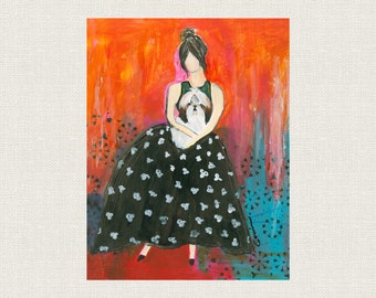 Kleurrijke shih-tzu-kunstprint, cadeau hond moeder