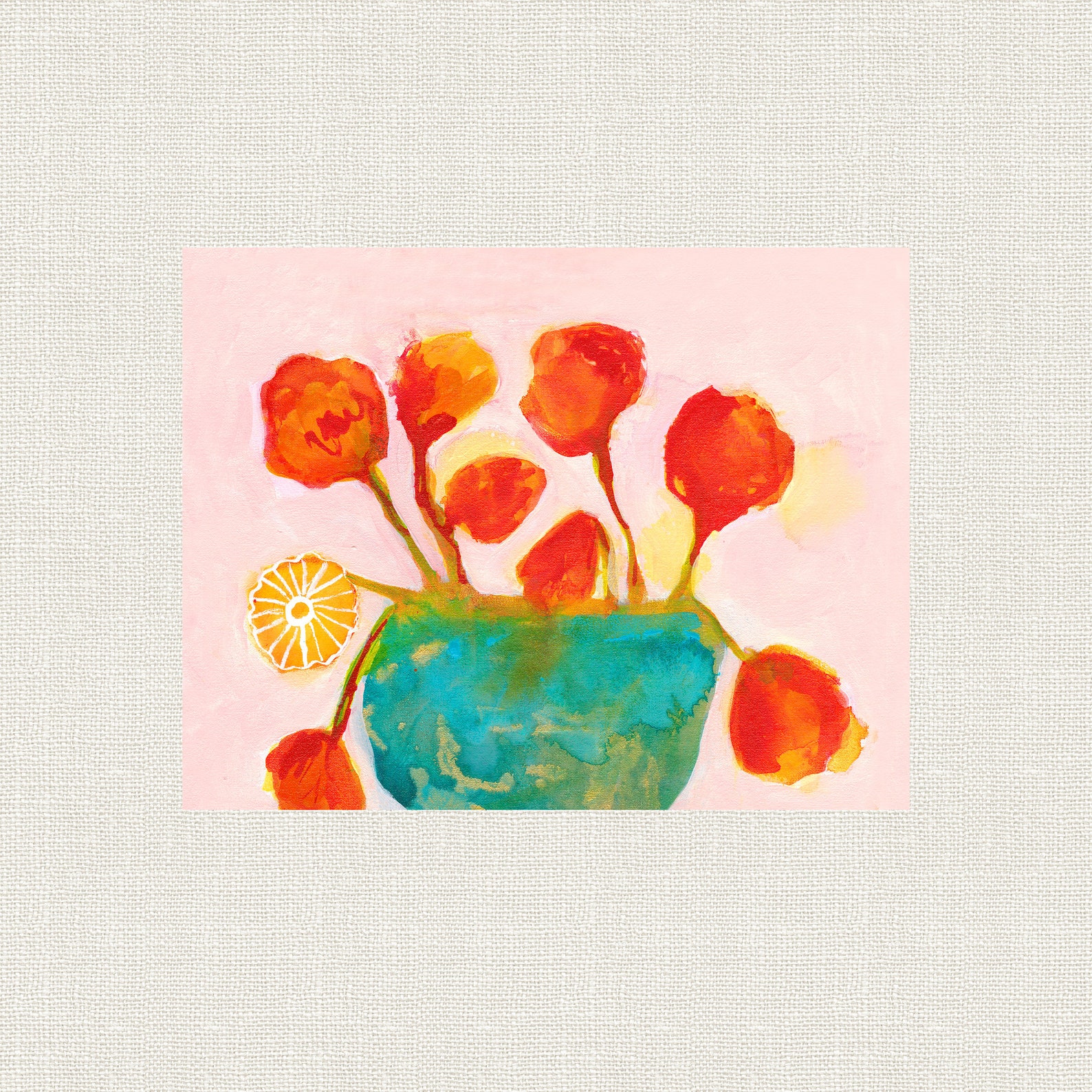 ART PRINT Abstract Orange Flower Wall Art Orange Abstract Etsy