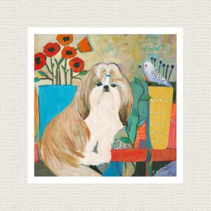 SHIH TZU DOG Art, Shih Tzu  whimsical  Print, Dog art, watercolor Shih Tzu, watercolor dog, Shih Tzu gift, gift for dog lover, tzu,
