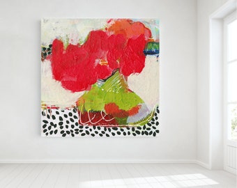 Abstracte grillige kunstprint, eigentijds kleurrijk muurdecor