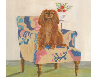 IMPRESSÃO DE ARTE CAVALIER King Charles Spaniel da pintura original em aquarela