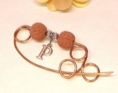 Scarf pin, custom letters, Brooch, Shawl pin, Lava stones, Custom initial, copper pin, personalized pins, alphabet pin, sweater pin