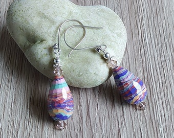 Dangle earrings nickel-free, Drop earrings with faceted briolette beads, elegant earrings, multicolor earrings for her, handmade jewelry