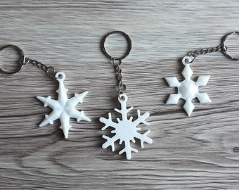 Snowflake keychain, gift idea, handmade keyring, Snowflake key ring, resin jewelry, white snowflake, resin keychain, winter