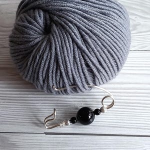 Black bead shawl pin, shawl stopper, sweater pin, safety pin, handmade copper pins, scarf pin, black brooch, scarf stopper, gift for her