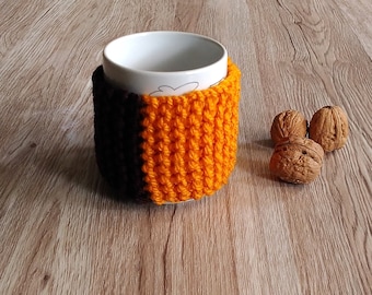 Autumn Mug cozy, cup cozy, mug holder, autumn gift, coffee cozy, Household items, mustard color, brown cup cozy, gift idea, birthday for her