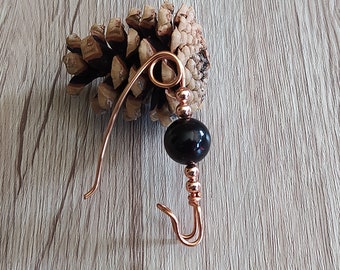 Shawl pin, sweater pin, safety pin, handmade copper pins, scarf pin, black brooch, copper pins, gift for her, handmade jewelry gift