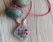Spring gift for women, ladybug necklace, resin necklace, sliding knot necklace, Necklace for woman, adjustable necklace, necklace pendant