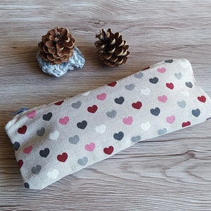 Astuccio in stoffa cuori, idee regalo per figlie, porta tessere, portapenne, custodia, borsa trucco, borsellino, porta matite, cerniera